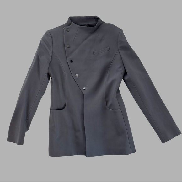Coperni Charcoal Women's Asymmetrical Fitted Blazer - Picture 10 of 12